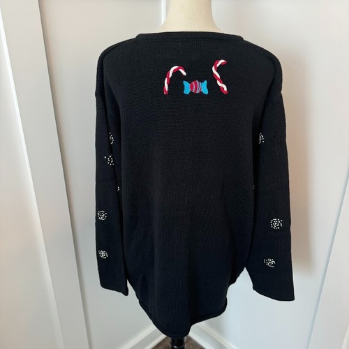 Quacker Factory Womens Embroidered Christmas Cardigan Sweater Vtg 2X Candy NWT - Picture 2 of 12