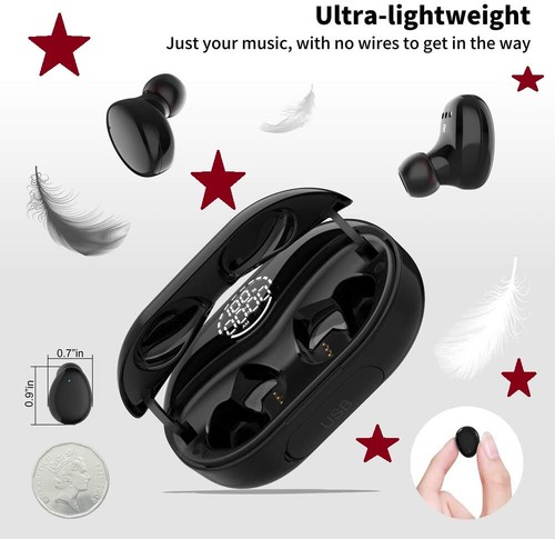 Wireless Bluetooth Earbuds w/LED Digital Display Charging Case Built-in Mic - Imagen 4 de 5
