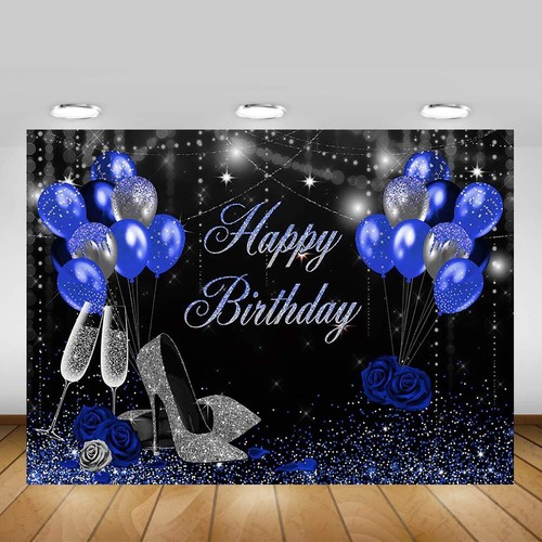 Mocsicka blau und Geburtstag Hintergrund für Frauen silber High Heels und blauer Ball - Bild 5 von 7