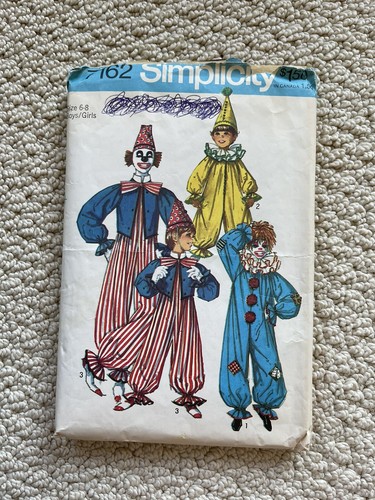 Simplicity Clown Kostüm Muster 7162 Halloween VINTAGE Gr. 6-8 Jungen/Mädchen Vintage - Bild 1 von 4