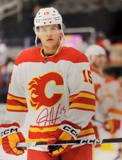 DRYDEN HUNT Hard Signed 8.5 x 11 Photo Hockey CALGARY FLAMES NHL