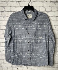 IRON AND RESIN Men  s M Blue Button-Up Western Print Long Sleeve Shirt