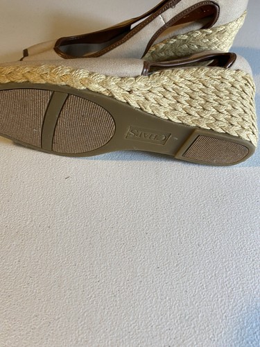 Chaps wedge woven heel slip on open toe size 8B - Picture 6 of 7