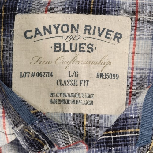 Canyon River Blues Shirt Mens Large Blue Plaid Pearl Snap Country Western Cowboy - Picture 5 of 8