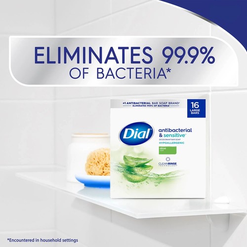 Dial Antibacterial Bar Soap, Aloe Scent, 4 oz., 16 pk. - Picture 5 of 7