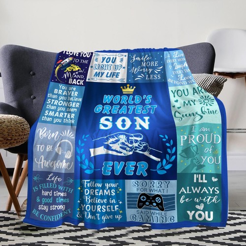 Gifts for Son Blanket Son Gifts from Mom Dad Birthday Gifts for Son Adult Son... - Picture 2 of 6