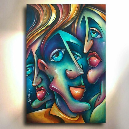  Pintura Moderna Arte Figurativo "Tres" Urbano X, Mezcla Lang Abstracto Original  - Imagen 1 de 4