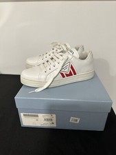 Prada White Leather Lace Up Sneakers