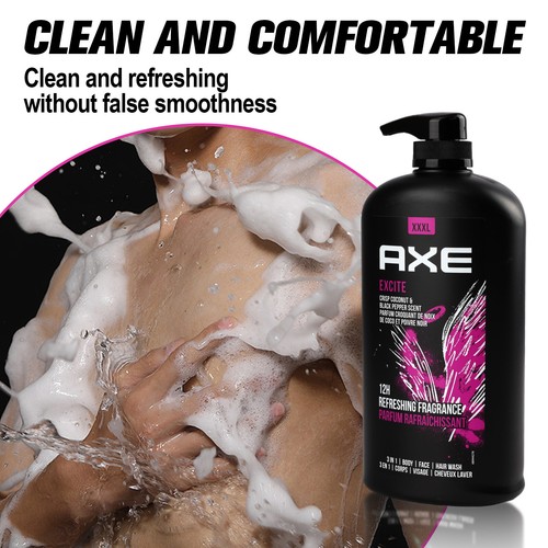 3 in 1 AXE Body Wash for Men All-Day Fresh Shower Gel 34oz Body Face & Hair Wash - Picture 6 of 17