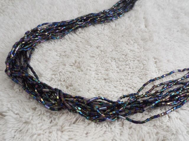 Peacock Glass Micro Glass Bead Multi Strand Necklace (D27) Peacock Glass Micro Glass Bead Multi Strand Necklace (D27)