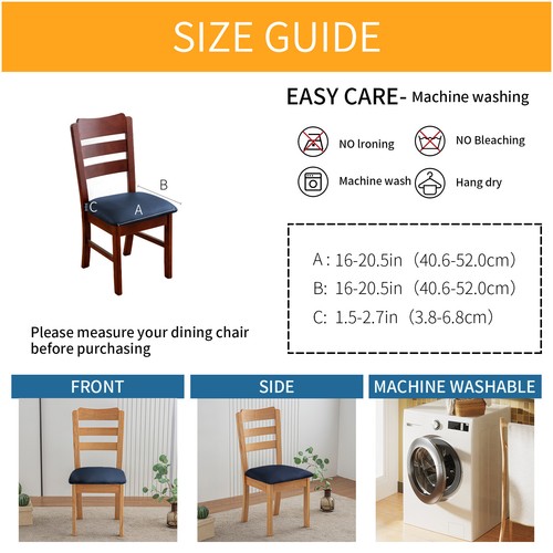 Waterproof PU Leather Seat Covers for Dining Chairs,Chair Seat Covers Set of 6 - Picture 30 of 47