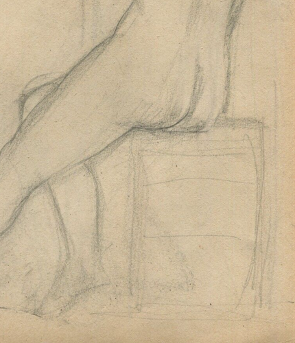 Antique Pencil Drawing Original Nude Woman sitting down - Picture 5 of 6
