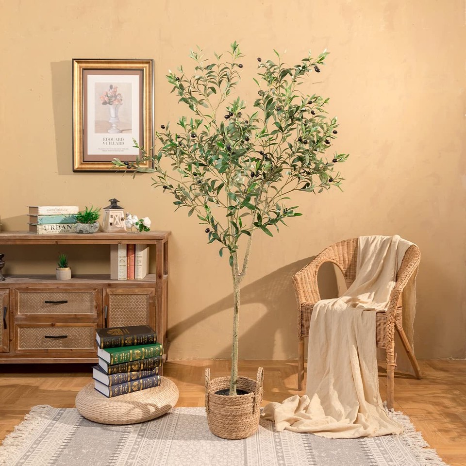 Artificial Olive Tree, 6FT Tall Faux Silk Plant Artificial Tree in