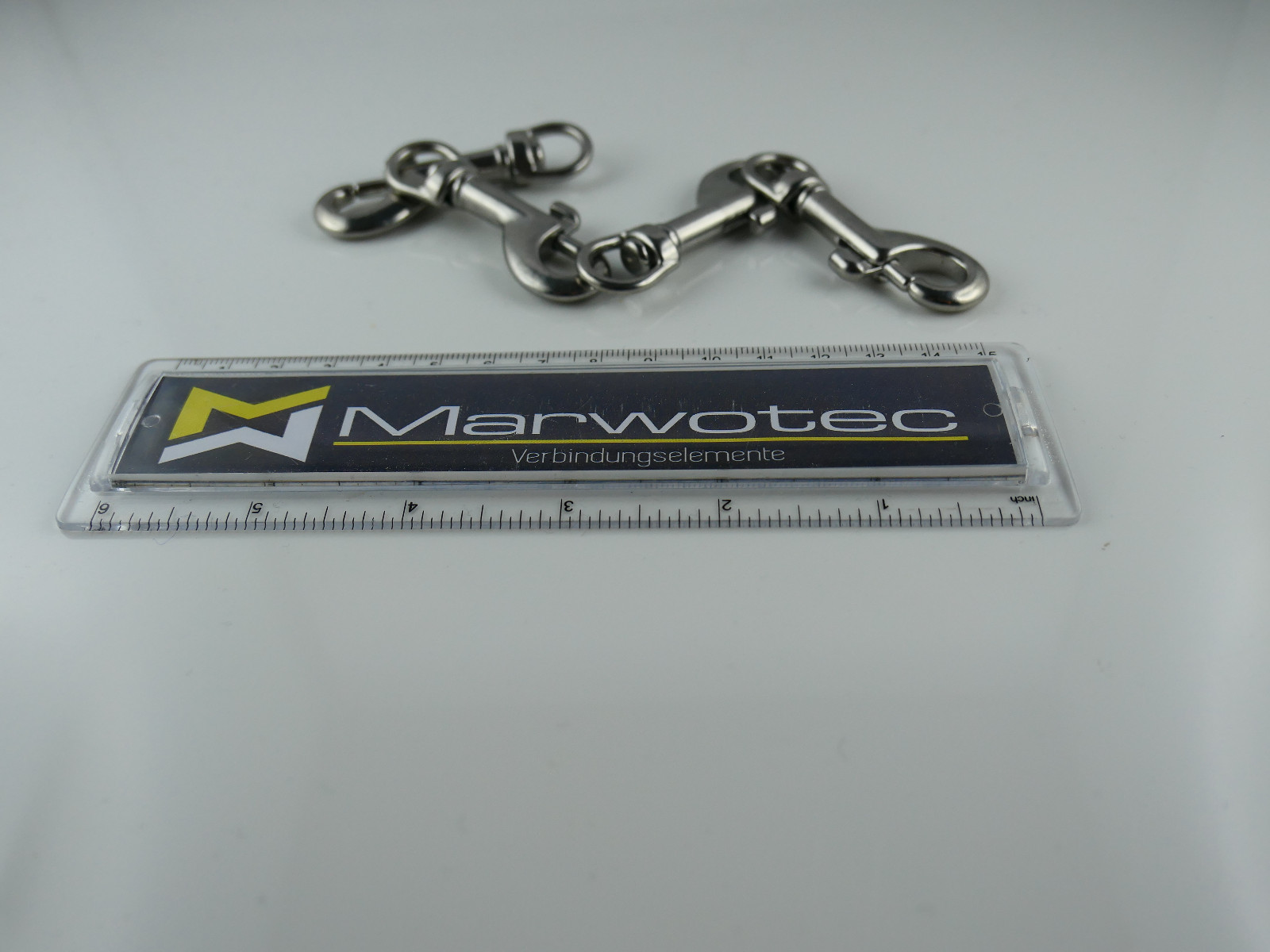 2 x Karabinerhaken 11 x 65mm mit rundem Wirbel Edelstahl Niro VA Karabiner 2 x Karabinerhaken 11 x 65mm mit rundem Wirbel Edelstahl Niro VA Karabiner