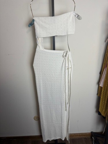 Pretty Little Thing Crochet Bandeau Cutout Maxi Dress, SZ 12, NWT - Picture 3 of 4