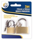 2 Pack Padlock Brass Lock Security Shackle Travel Luggage Suitcase Bag Keys Set