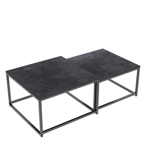 Modern Glossy Finish Sintered Stone Coffee Table Nested Set Sofa Side End Tables - Picture 213 of 329