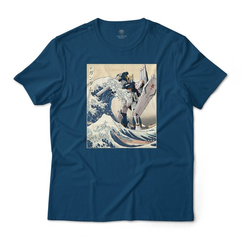 Traje Móvil RX-93 v Nu Gundam en la Gran Ola Camiseta Gráfica Anime Kanagawa - Imagen 4 de 9