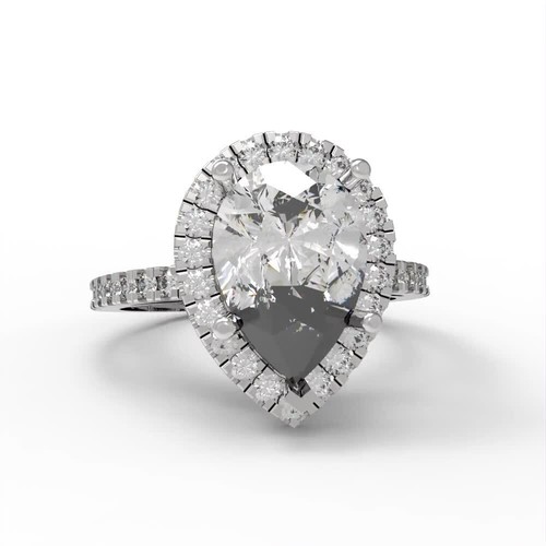 2.45ct Pear Cut Bridal anniversary Ring Halo 14k White gold Bridal band - Video 1 of 1