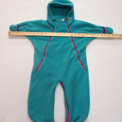 ¡De colección años 90! Patagonia Infantes (16-20 libras) Vellón Una Pieza Bebé Bunting - Verde azulado y rosa - Imagen 4 de 24