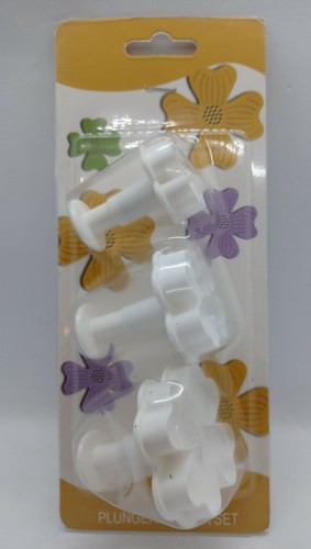 Set of 3 Plunger Cutter Set, Flowers, Fondant, Craft Clay, Gum Paste, Marzipan  - Picture 1 of 4