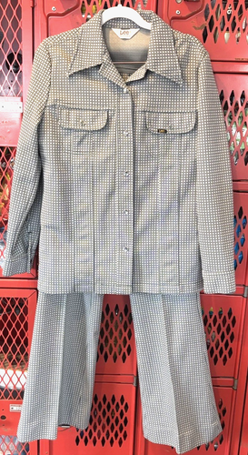 Vtg Lee Rider Bell Bottom Suit Pearl Snap Rockabilly Western Cowboy Green Plaid