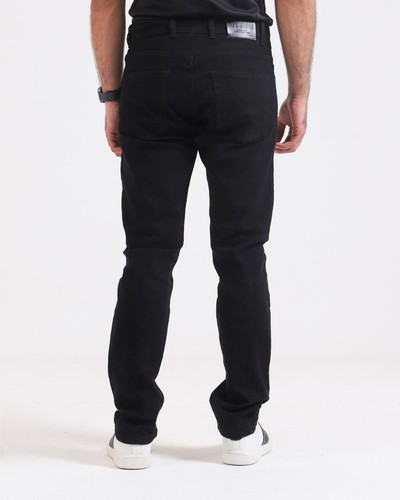 Mens Jeans Straight Leg Black Denim Regular Fit Leg Stretch Trousers Pants Sizes - Picture 31 of 32