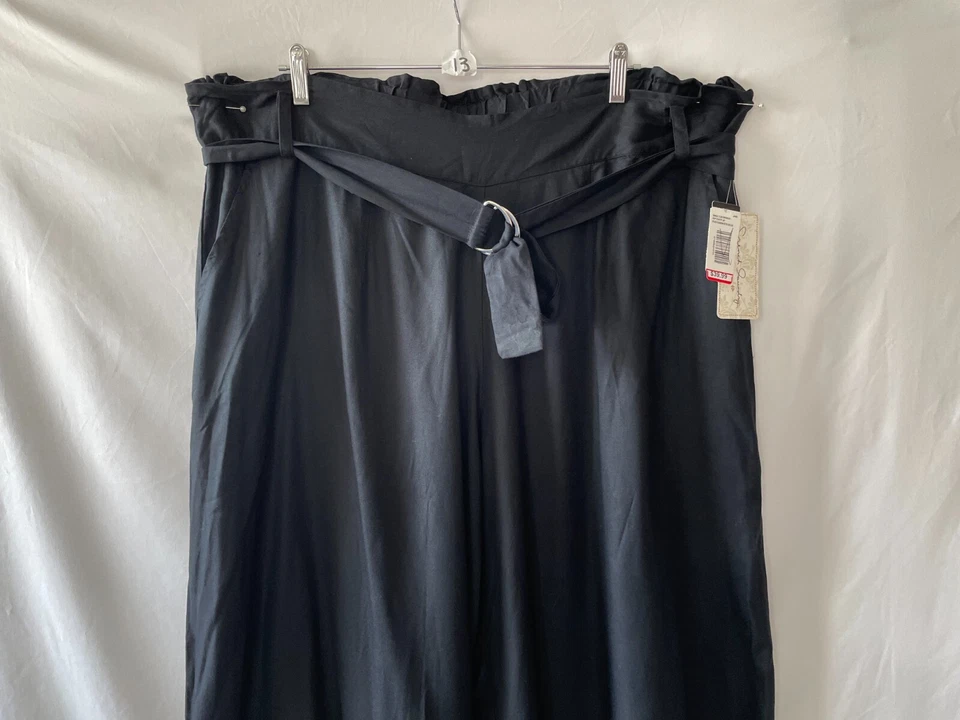 Pantalón corto French Laundry para mujer negro tiro alto pierna ancha talla 3X nuevo con etiquetas Foto 3 de 4