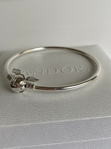 New 8.3" PANDORA Harry Potter Golden Snitch Clasp Bangle Bracelet 598619C00 BOX - Picture 4 of 6