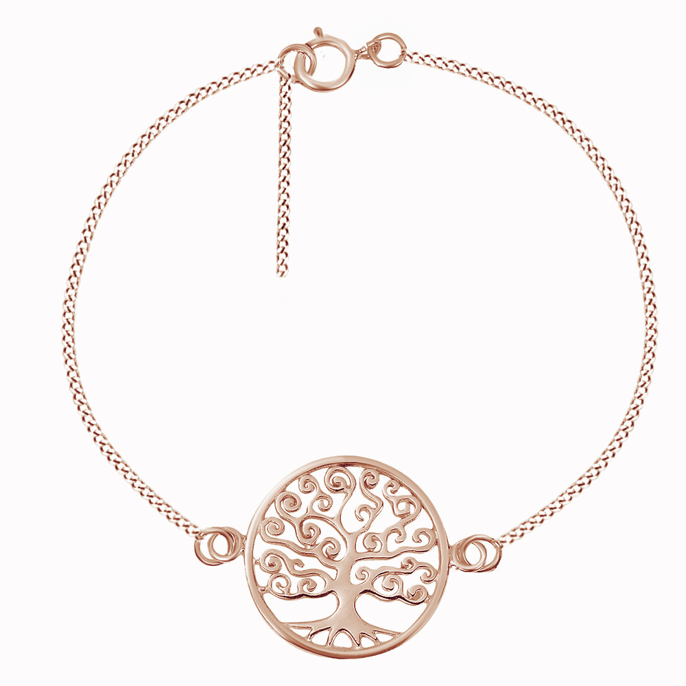 Fruitful Swirl Tree of Life 14K pink gold Over Chain Link Bracelet Fruitful Swirl Tree of Life 14K pink gold Over Chain Link Bracelet