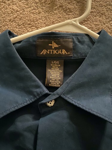 Vintage Detroit Tigers Baseball Antigua Button Down Rayon Blend Dress Shirt L - Picture 4 of 6