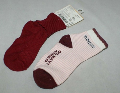 Gymboree Girls Maroon Socks Sz 3-4yrs & Old Navy Striped Pink Sunday ~ Lot of 2 - Picture 2 of 2
