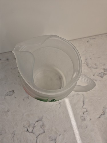 MCM Hazel Atlas Handpainted Roses Frosted Glass Pitcher & 4 Juice Beverage Set - Picture 7 of 18