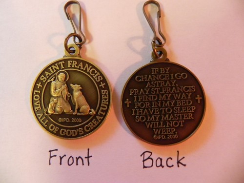 St Francis Dog Tag & Lam Holy Card Gift Medal w Prayer Collar Pets Animals Wolf - Picture 2 of 10