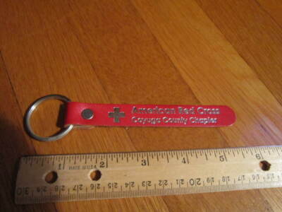 American Red Cross Keychain Leather Key Ring Cayuga County Chapter Collectible 