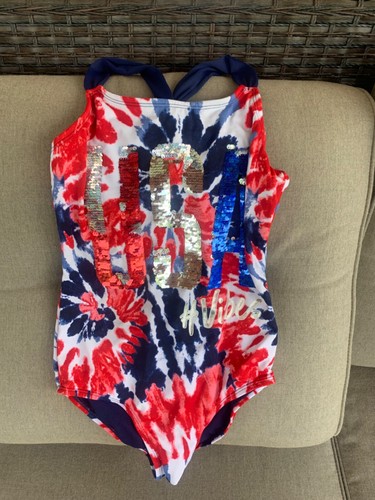 Really Cute~ Girls Justice USA Flip Sequins Swimsuit Size 14 - Picture 6 of 6