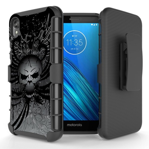 Rugged Shockproof Cover w/Stand Hybrid Case + Holster Clip for Motorola Moto E6 - Picture 11 of 52