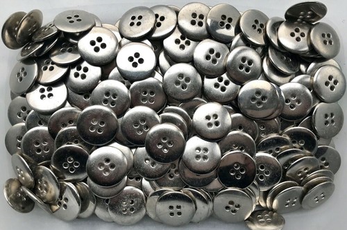 Buttons 18mm 23mm Silver Effect Brushed Metal 4 Hole Coat Jacket Button (M5 M6) - Picture 5 of 24