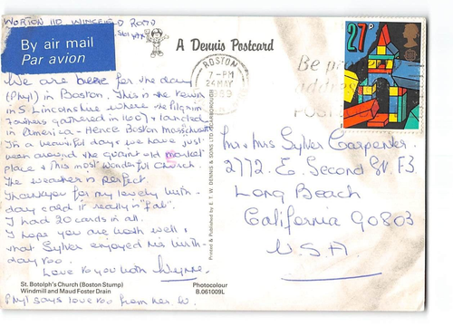 Greetings from Boston, St. Botolph's Church & Windmill, Lincolnshire Postcard - Picture 2 of 2