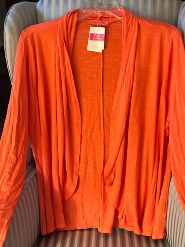 NWT. Fresh Produce Cardigan Solid Red Coral Bliss White Open Front (1X) - Picture 4 of 5