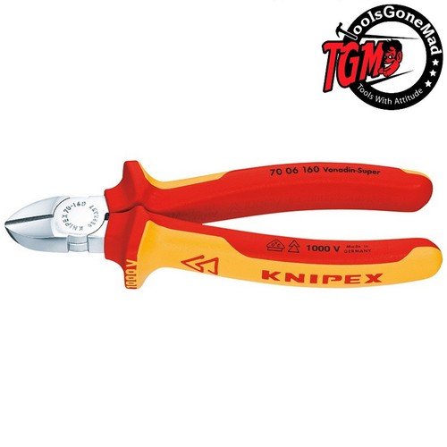 KNIPEX MINI ELECTRO PRO DIAGONAL SIDE CUTTERS 1000V VDE INSULATED 70 06 160 - Picture 4 of 8