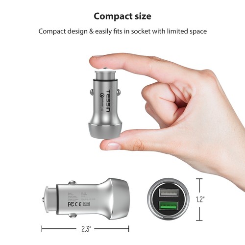 10-Pack Fast Dual-Port Car Charger ๐ | 2.4A Output, Quick Charge 2.0, Compact - Picture 3 of 6