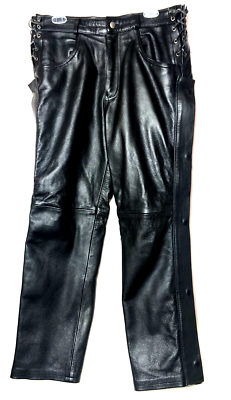 Oakwood Flying Bikes Heavyweight Leather Motorcycle Pants Mens Sz 34 x 29  Black | eBay