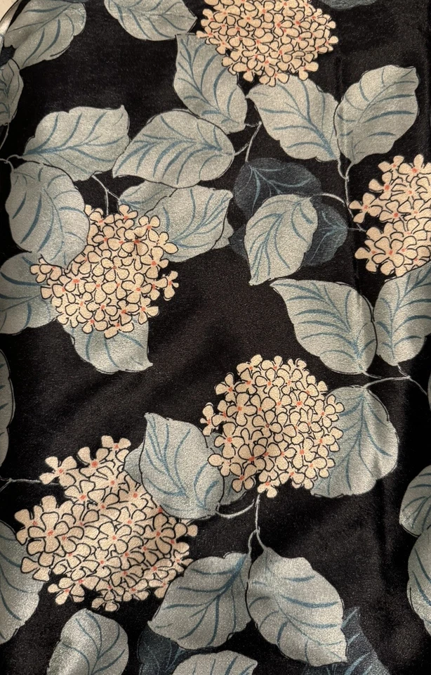 Tela de terciopelo flores de hortensia 2 yardas azul marino cielo rosa 60” W suave sedoso Foto 2 de 2