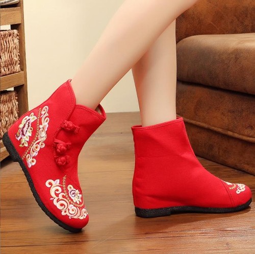 New Chinese Style Women's Classic Floral canvas Shoes Floral Melaleuca Boot gift - Picture 7 of 11