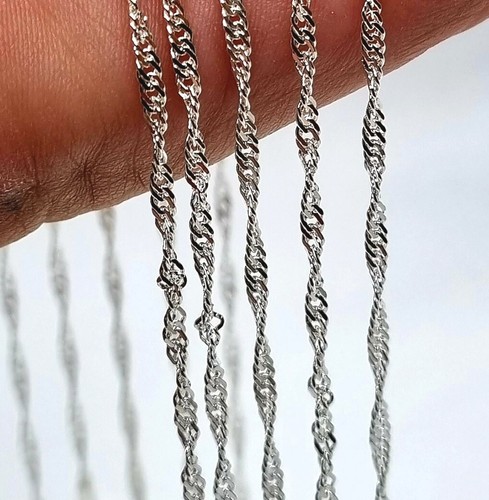 Pulsera de plata de ley 925 cadena retorcida de Singapur para dama - 2 mm - 7,5 pulgadas - Imagen 5 de 18
