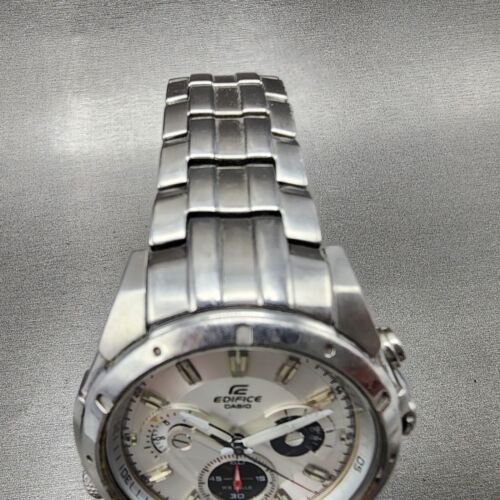 Casio Edifice Chronogrpah Watch Men 46mm White Dial Steel Round EF-535DJ New Bat - Picture 5 of 11