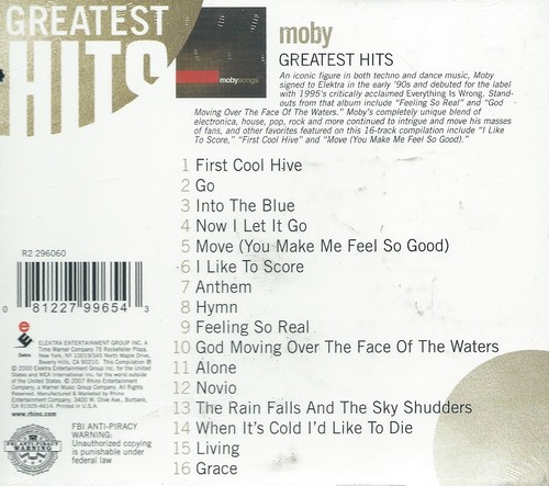Songs 1993-1998 by Moby (CD, Sep-2007, Rhino (Label)) - Foto 2 di 2
