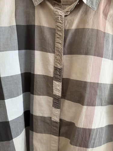 Women's Burberry Brit Cotton Beige Nova Check Button Down Blouse, Size M - 第 4/7 張圖片
