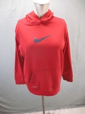 NIKE THERMA-FIT Size XL Kids Unisex Red Pocket Fleece Lined Athletic Hoodie 408
